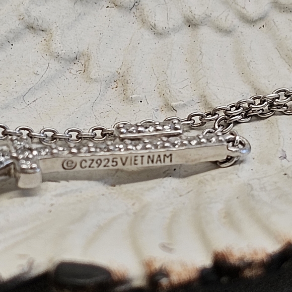 925 Silver Key Bracelet with CZs Bolo Adjustable Like New Without Tags - Picture 13 of 14